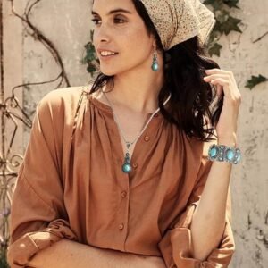 necklace set turquoise pendant long choker vintage turquoise alloy dangle earrings turquoise layered bracelets