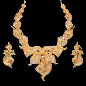 traditional gold plated necklace and earrings set