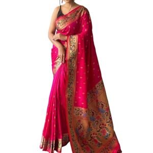 maheshwar woven silk cotton saree for women with unstiched blouse piece