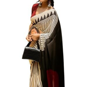 malgudi ajrak printed saree