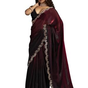 satin silk beads saree