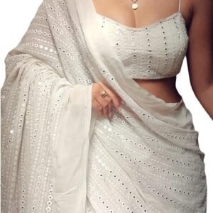 thread georgette saree